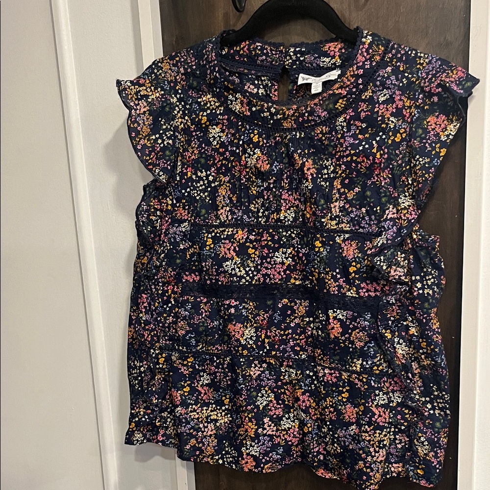 Jessica Simpson Floral Print Top - Navy and Pink